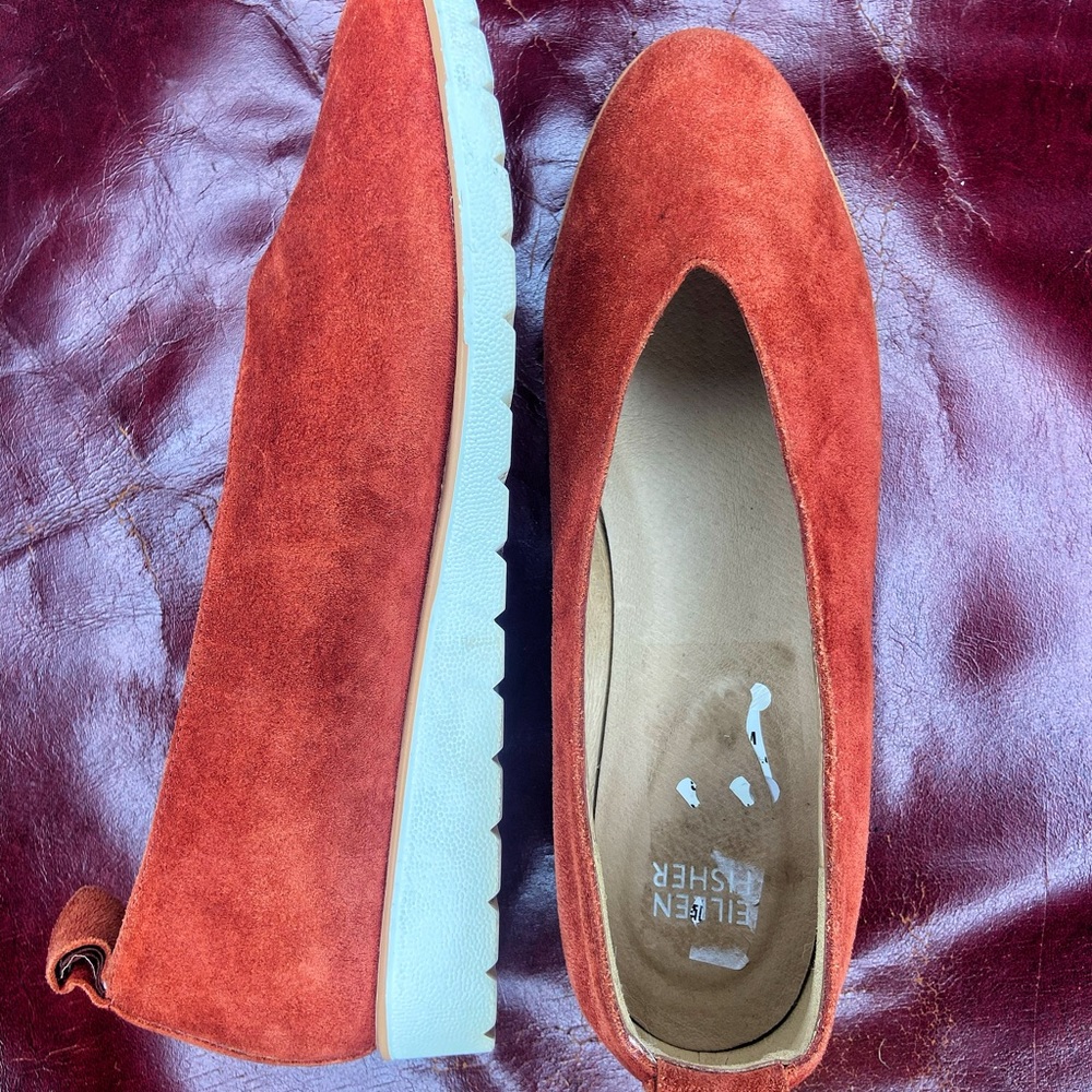 Rust Suede Eileen Fisher Platform Flats Shoes Size 7.5